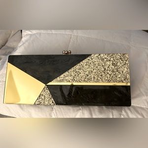 Edie Parker Bobbi Brown Dripping in Luxe Clutch Bag Lucite Black Gold Glitter